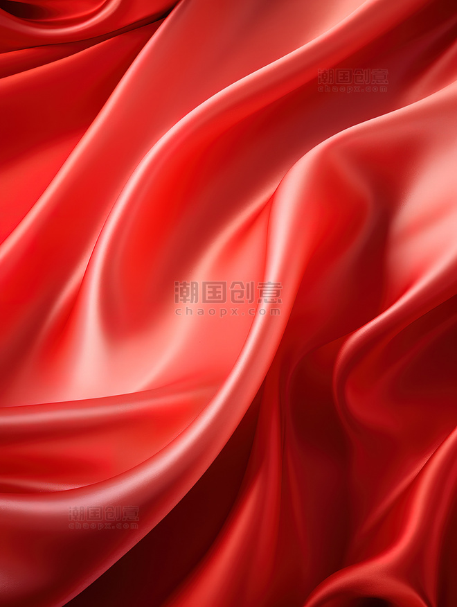 红色喜庆线条流畅丝绸背景