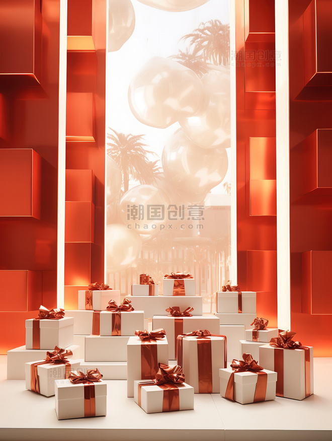 礼物装饰堆头节日布置背景春节新年元旦圣诞节