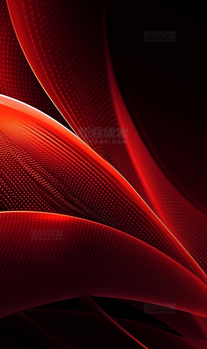 简约红色抽象流畅线条质感科技感背景