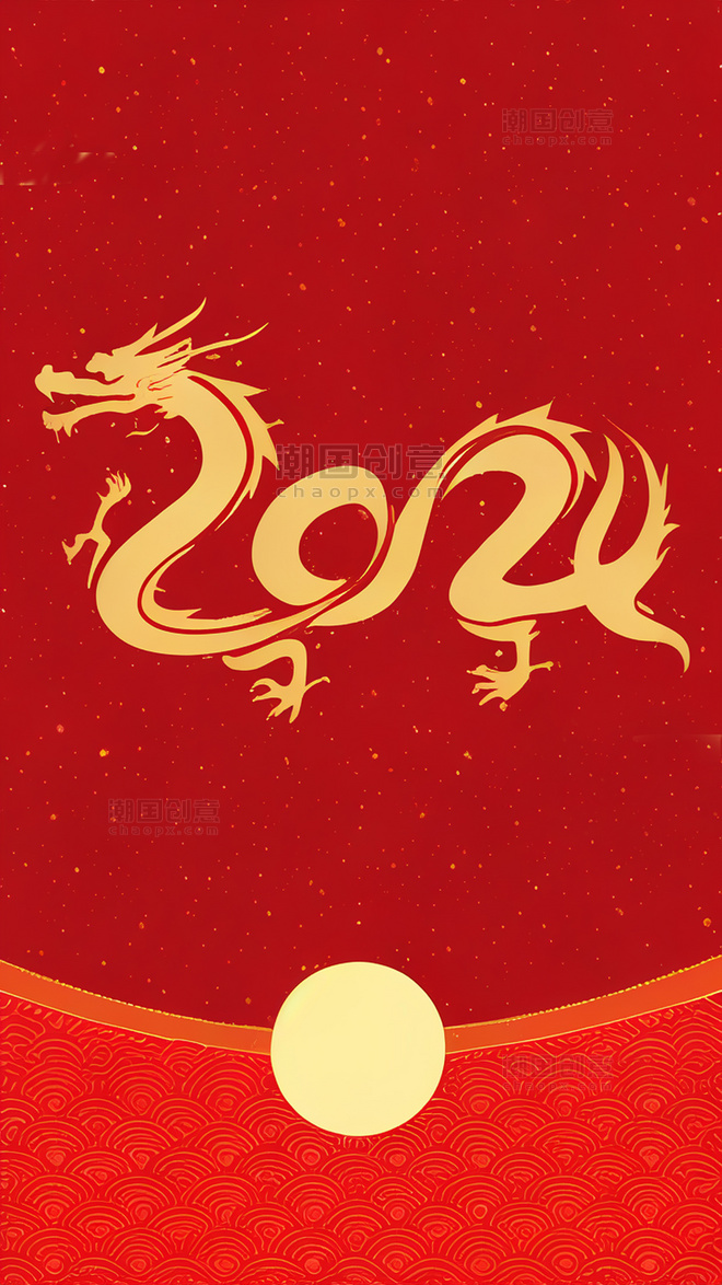 红色喜庆新年中国风通用底纹通用背景龙年春节新春龙