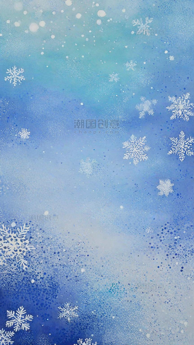 冬天冬季蓝色雪花肌理磨砂点彩噪点渐变底纹背景