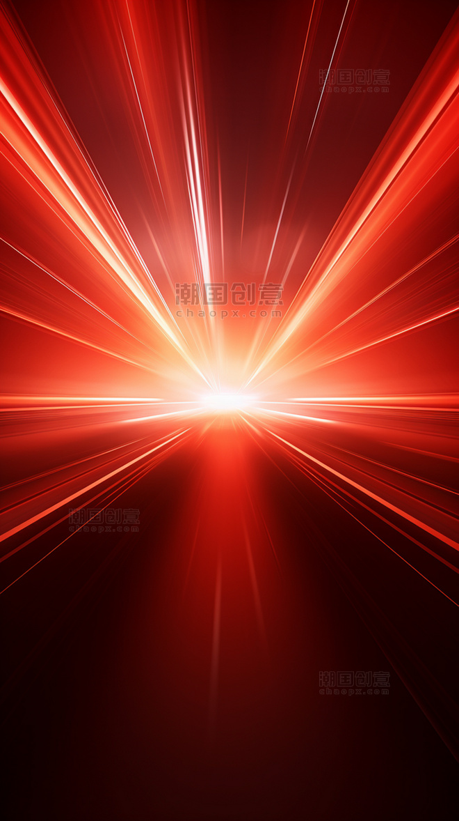 红色新年年货节散光射线立体空间展台背景