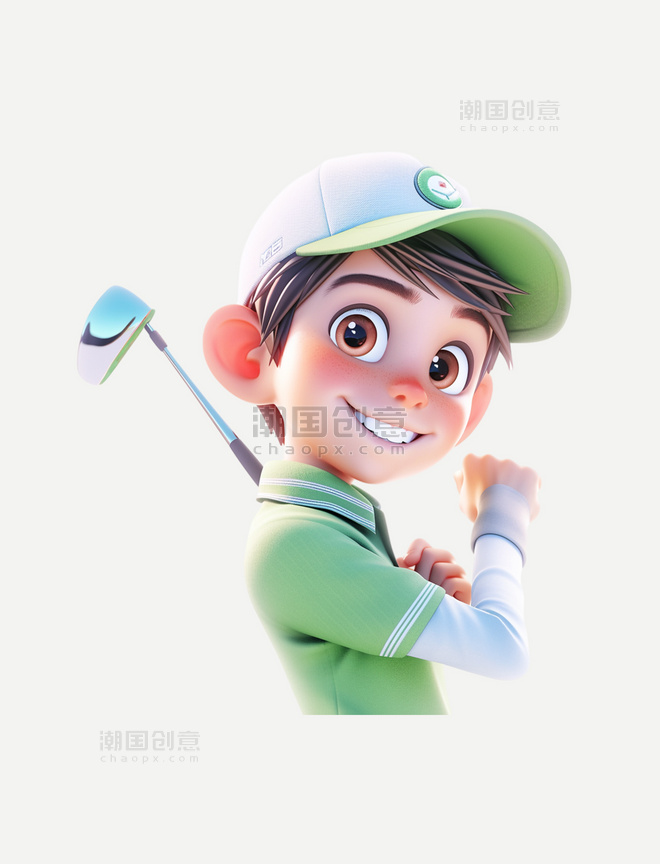 高尔夫男孩元素卡通3d人物运动人物