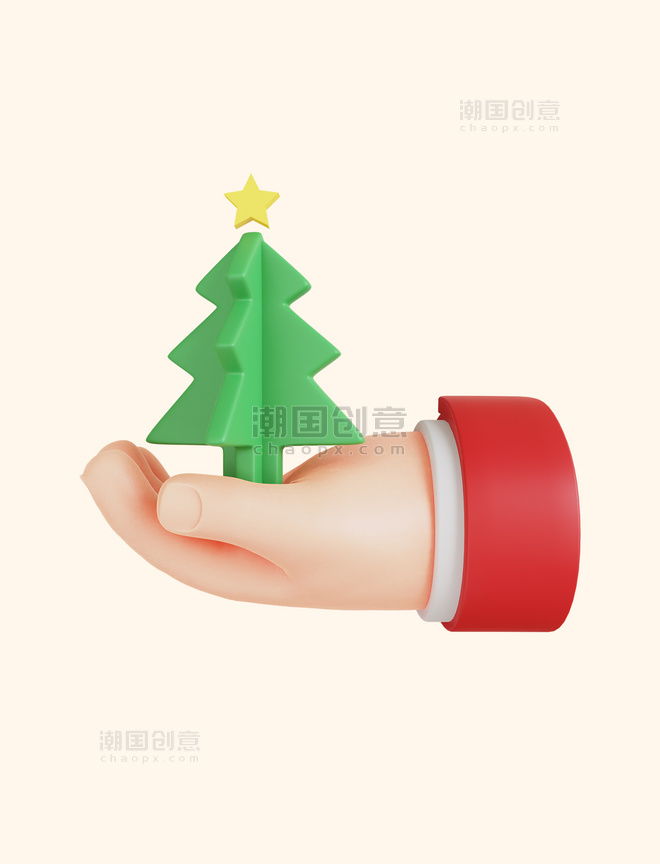 3D圣诞节圣诞树手势