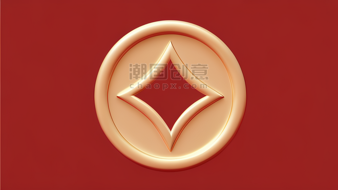 潮国创意中国风传统新年金币背景铜钱春节红色