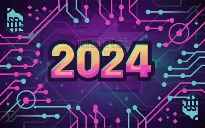潮国创意数字2024新年2024背景3数码电子
