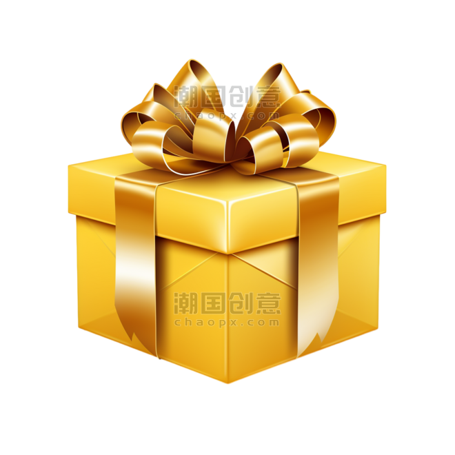 潮国创意带黄色蝴蝶结的盒子礼物礼品礼盒金色