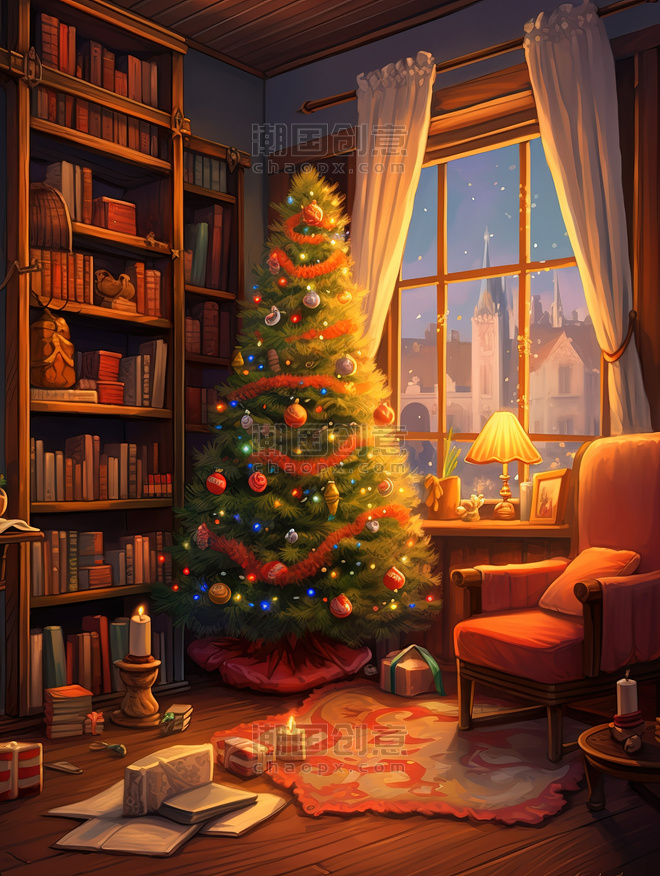 潮国创意圣诞树的房间温暖和谐12