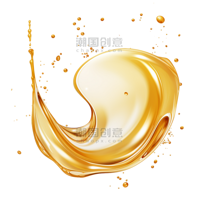 潮国创意金油液泡宏观载体化妆品金色液体水珠美业