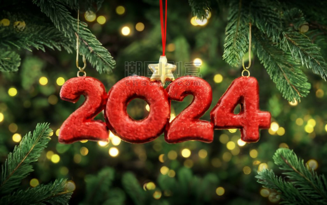 潮国创意新年数字2024创意数字背景1圣诞节