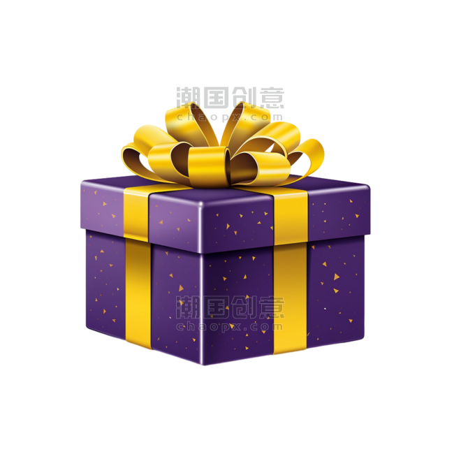 潮国创意带黄色蝴蝶结的深紫色礼物礼物礼品礼盒