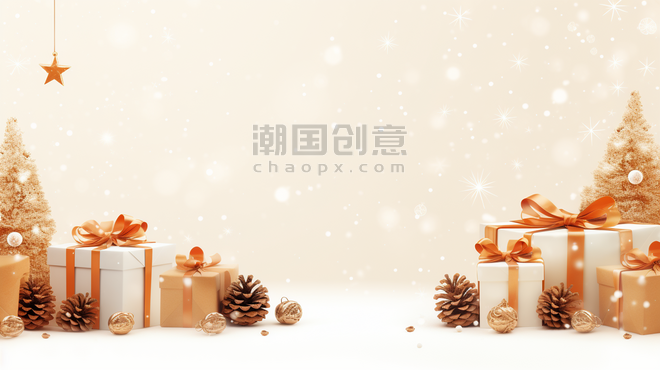 潮国创意圣诞节圣诞礼物盒新年礼物盒背景