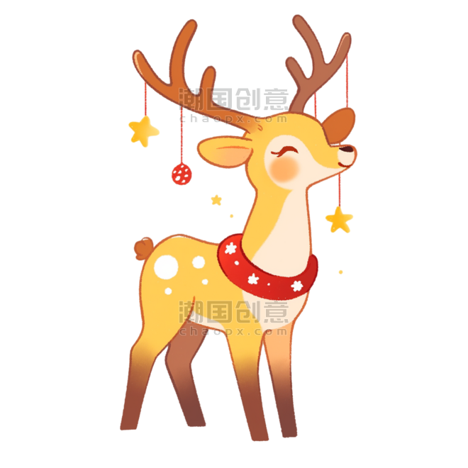 潮国创意圣诞节驯鹿手绘卡通元素动物小鹿