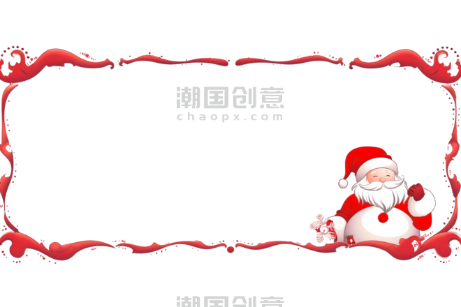 潮国创意圣诞节圣诞卡通边框红色圣诞老人手绘元素
