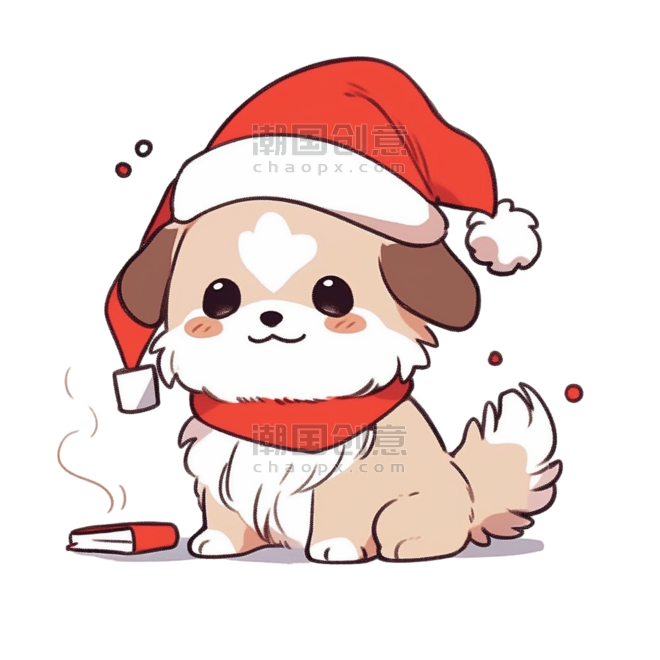 潮国创意圣诞节宠物狗冬天卡通手绘元素动物宠物