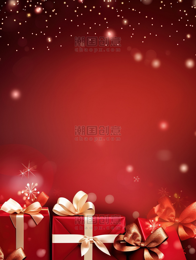 潮国创意圣诞节日海报红色背景14元旦