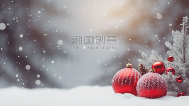 潮国创意圣诞节冬季装饰背景31白色雪景大雪