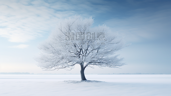 潮国创意冰天雪地树木简约背景4冬天雪景大雪