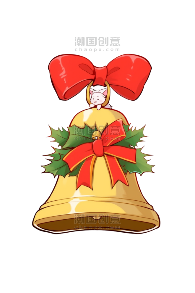 潮国创意圣诞节铃铛卡通装饰手绘元素