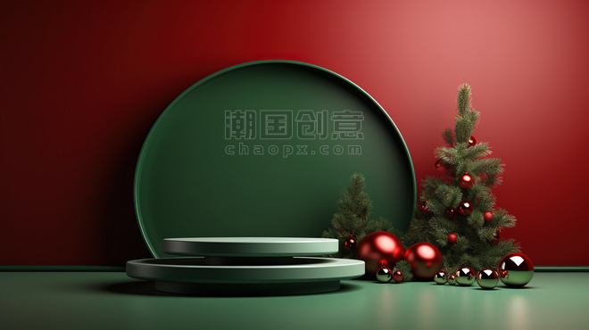 潮国创意圣诞节主题绿色电商背景7