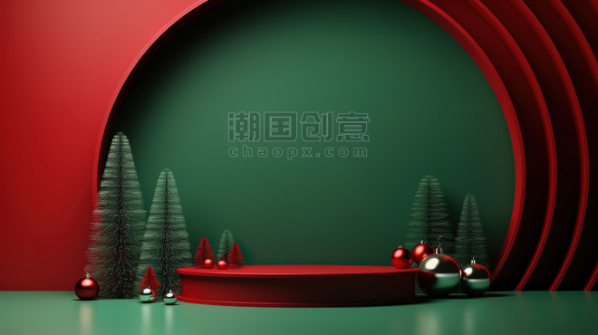 潮国创意圣诞节主题绿色电商背景9