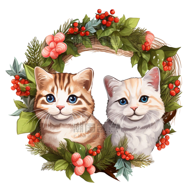 潮国创意圣诞猫猫元素立体免扣图案
动物宠物