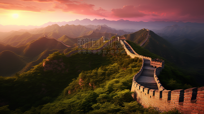 潮国创意长城地标建筑北京旅游自然风景