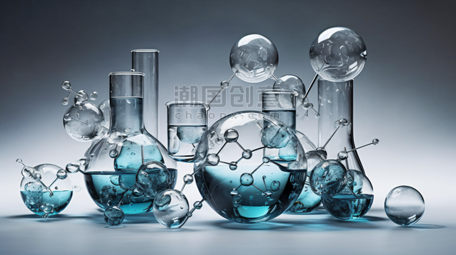 潮国创意分子建模原明亮的现代化学概念生物医疗
