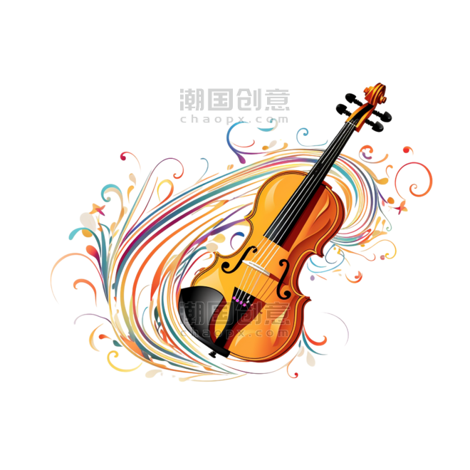 潮国创意小提琴线上课程水彩彩色艺术音乐