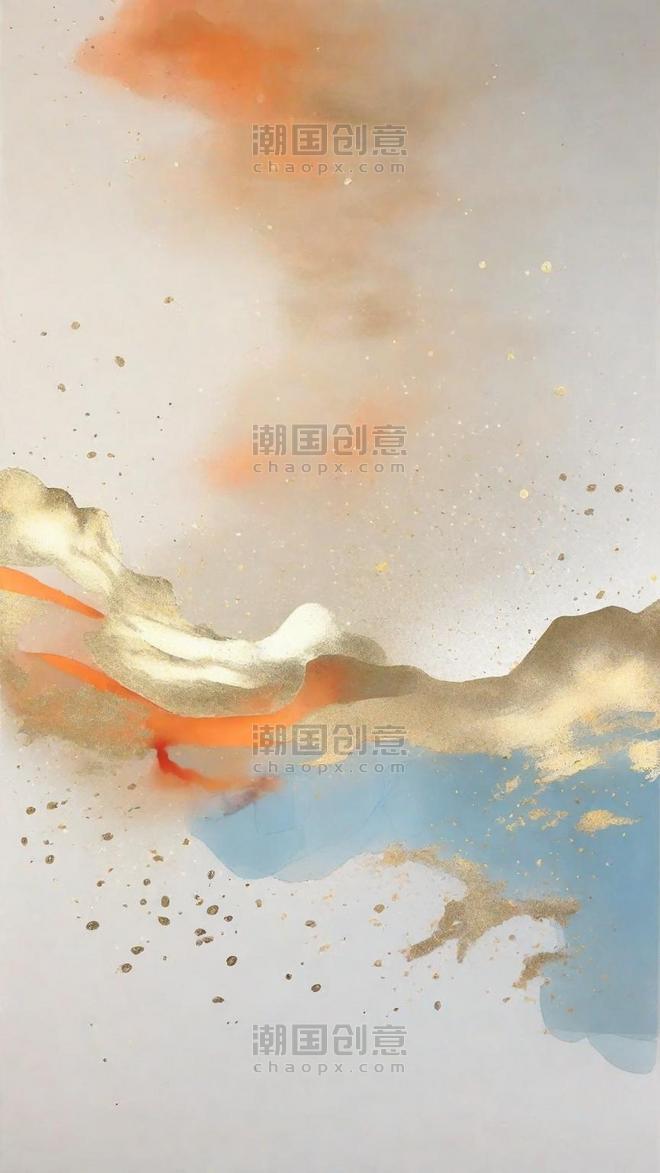 潮国创意肌理磨砂质感金箔金粉国风底纹中国风