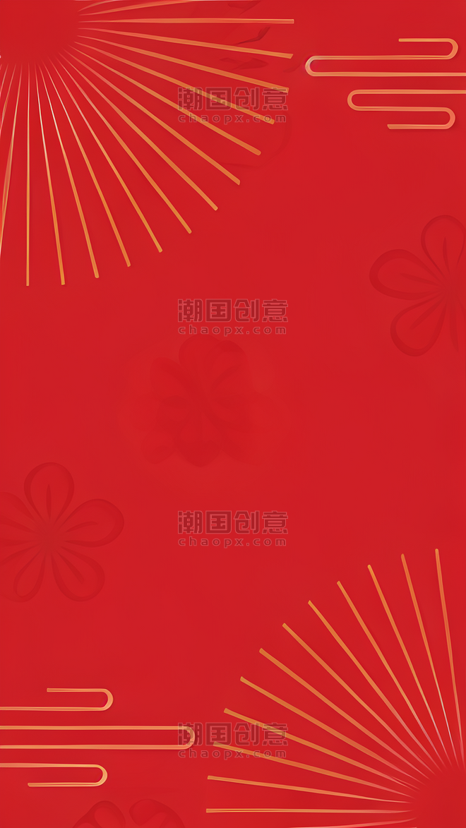 潮国创意红金弥散风扁平中式新年纹理背景春节