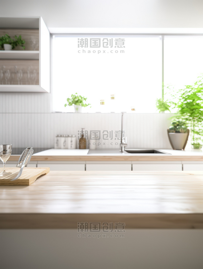 潮国创意干净的厨房绿植白色色调12室内装修