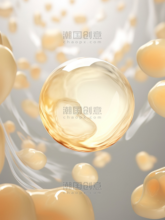 潮国创意金色水球的分子结构14医美美容