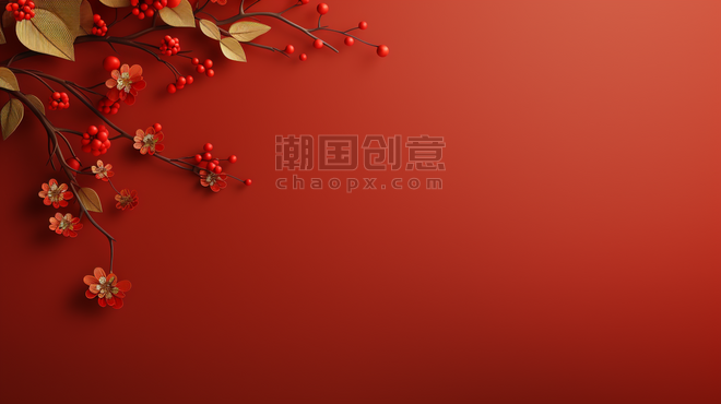 潮国创意红色传统古典春节喜庆背景33