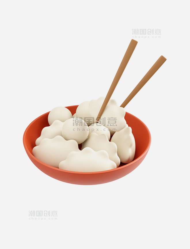 3D汤圆饺子美食包饺子春节冬至元宵节