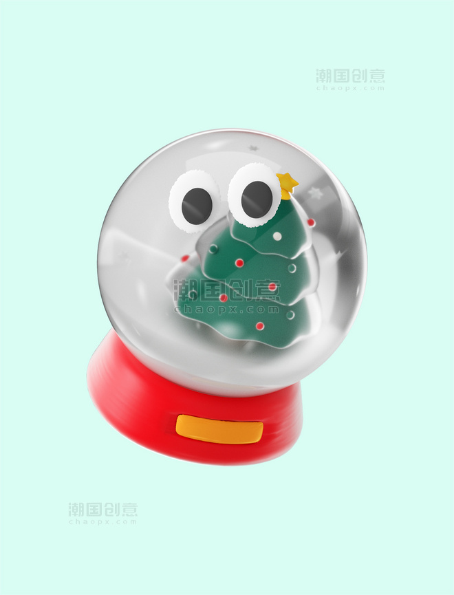 圣诞节水晶球3D元素
