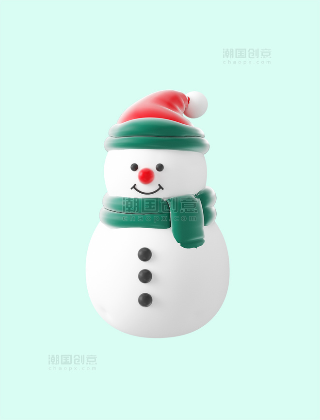 圣诞节可爱雪人3D元素