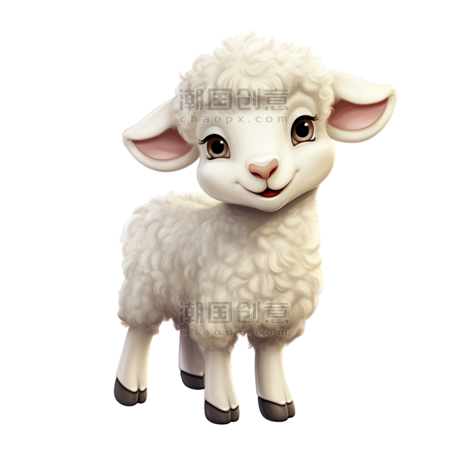 潮国创意绵羊可爱免扣元素装饰素材