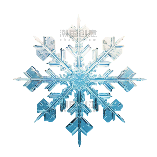 潮国创意创意冰冻雪花元素立体免扣图案冬天