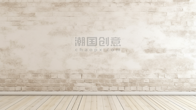 潮国创意简约米白色墙面地板背景3