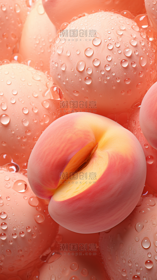 创意潘通流行色柔和桃桃子背景
