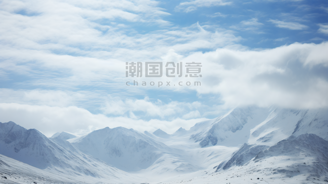 潮国创意辽阔壮丽的雪山美景冬天冬季高山风景