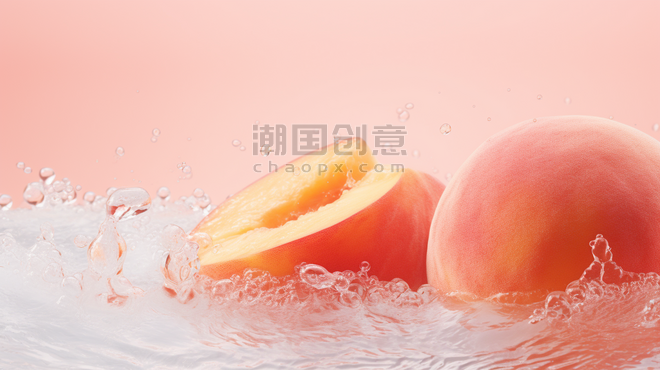 创意潘通流行色柔和桃桃子背景4