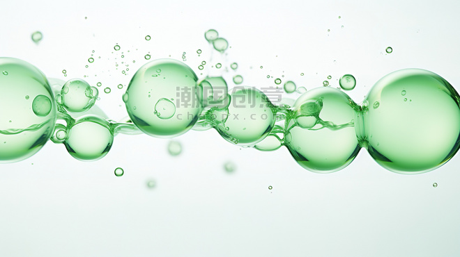 创意白色背景下透明的绿色气泡17