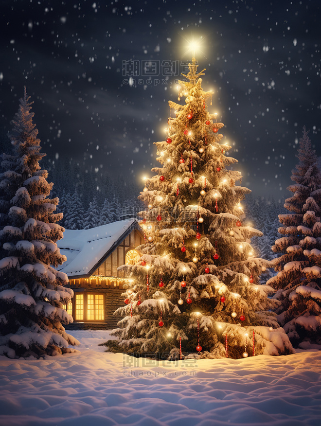 圣诞节户外圣诞树冬天冬季