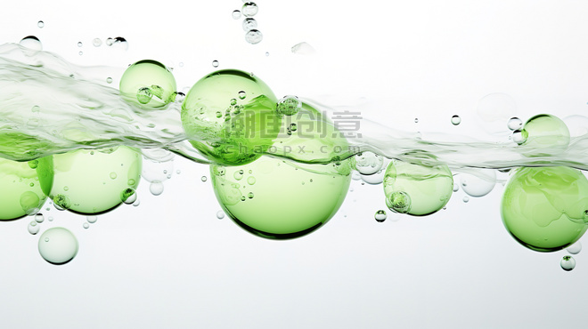 创意白色背景下透明的绿色气泡10