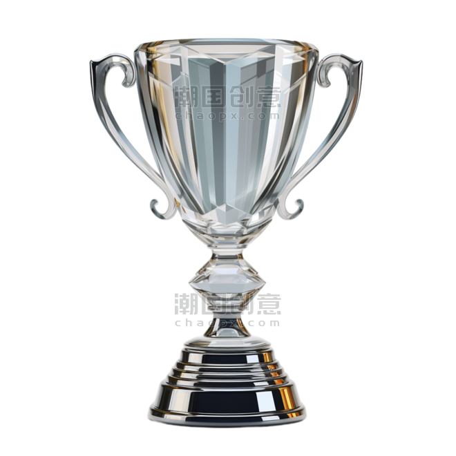 潮国创意水晶透明奖杯比赛AI元素立体免扣图案
