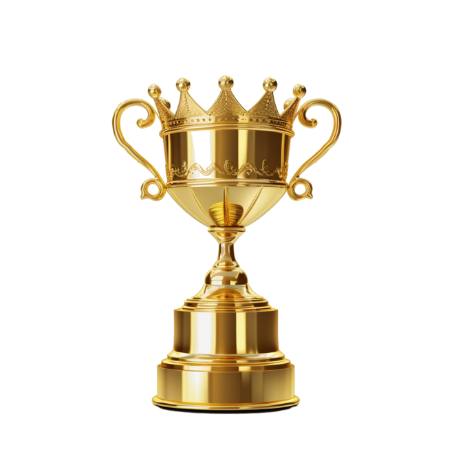 潮国创意获奖者奖冠军现实主义金质奖杯和皇冠模板