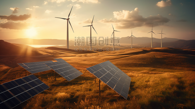 潮国创意太阳能光伏板新能源清洁能源发电电力工程44