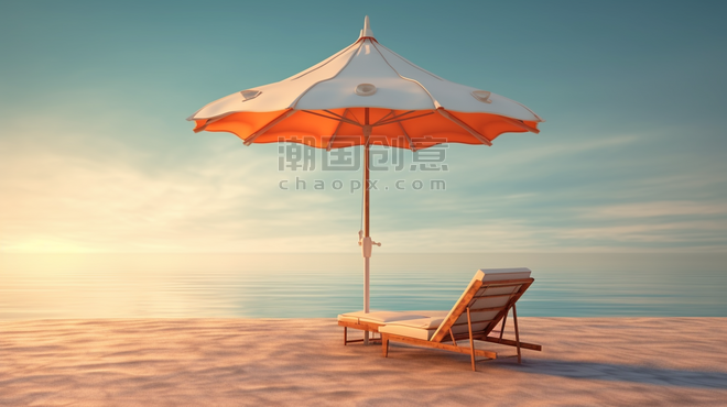 潮国创意夏天夏季夏日摄影图旅游旅行度假太阳伞沙滩大海海洋海边假期